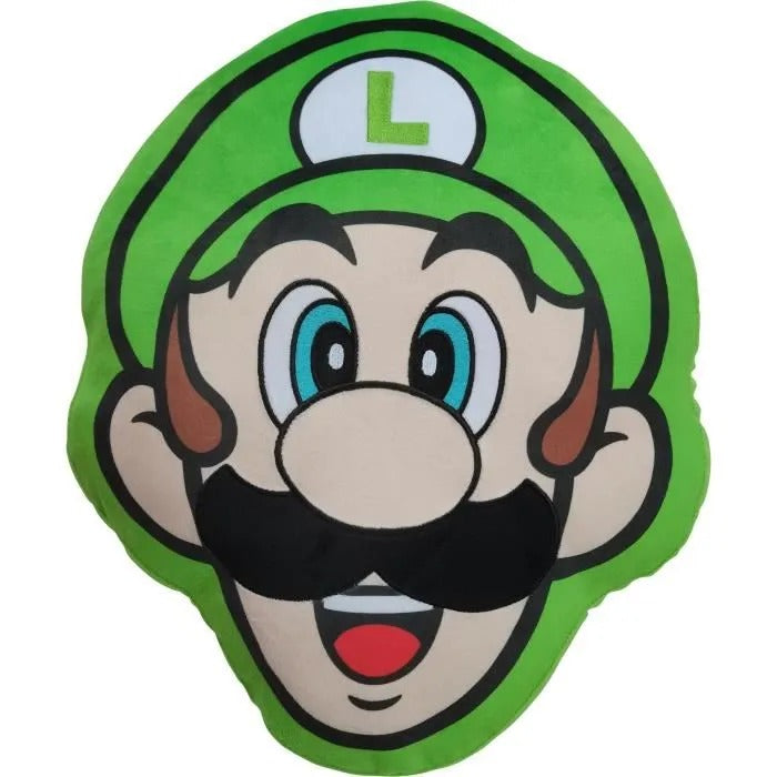 3D Cushion - MARIO BROS - Luigi's Face - Microfiber - 40 cm