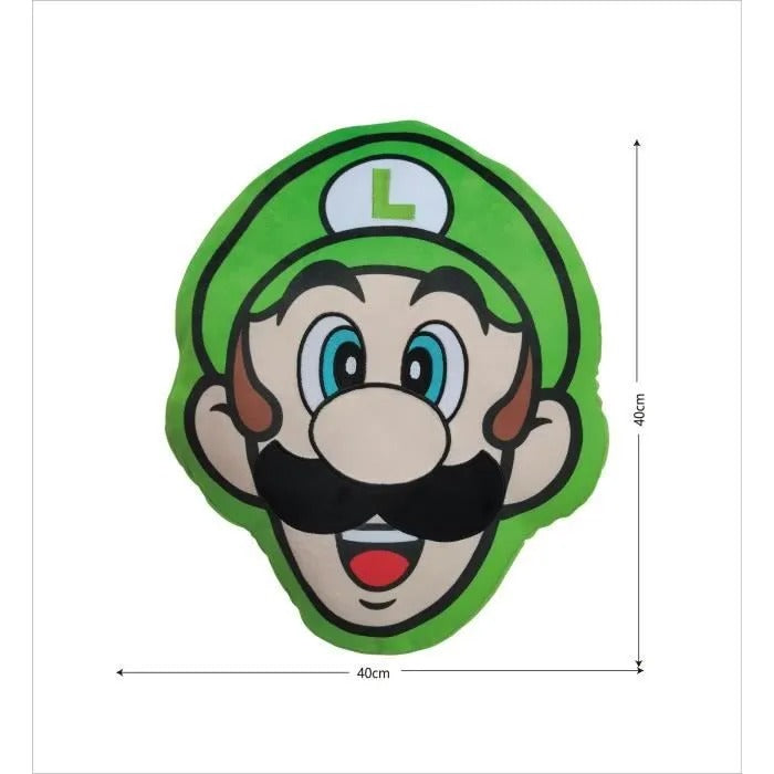 3D Cushion - MARIO BROS - Luigi's Face - Microfiber - 40 cm