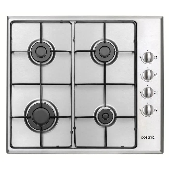 OCEANIC Gas Hob - 4 Burners - 60 x 51 cm - Stainless Steel 4-burner