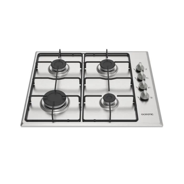 OCEANIC Gas Hob - 4 Burners - 60 x 51 cm - Stainless Steel 4-burner