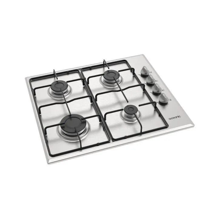 OCEANIC Gas Hob - 4 Burners - 60 x 51 cm - Stainless Steel 4-burner