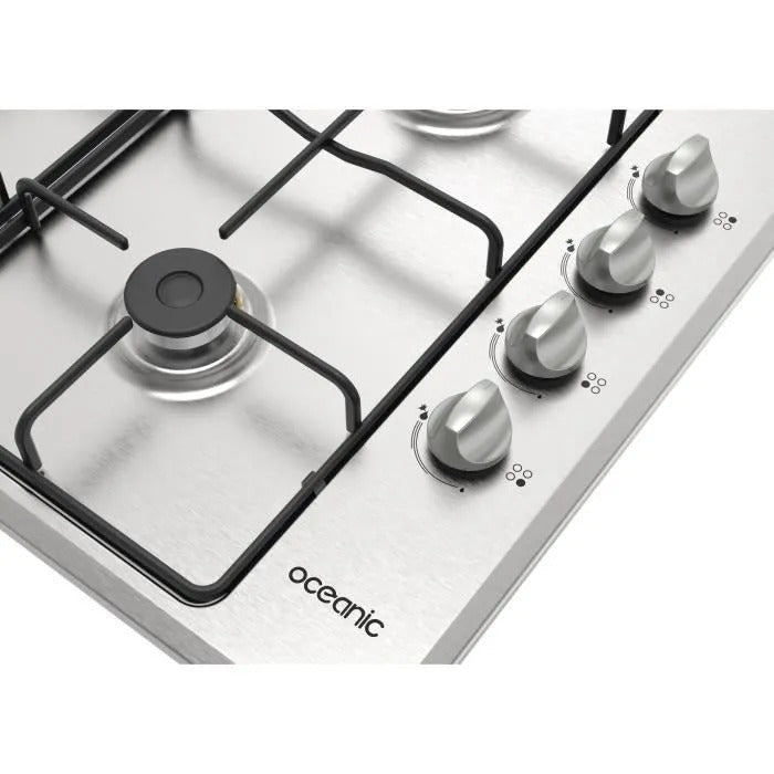 OCEANIC Gas Hob - 4 Burners - 60 x 51 cm - Stainless Steel 4-burner