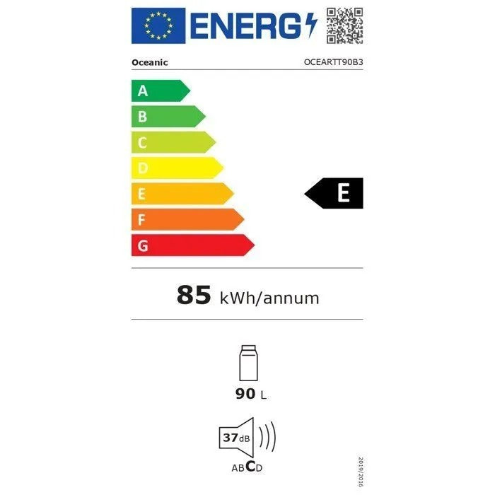 Oceanic OCEARTT90B3 tafelmodel koelkast 90 L, zwart, energieklasse E