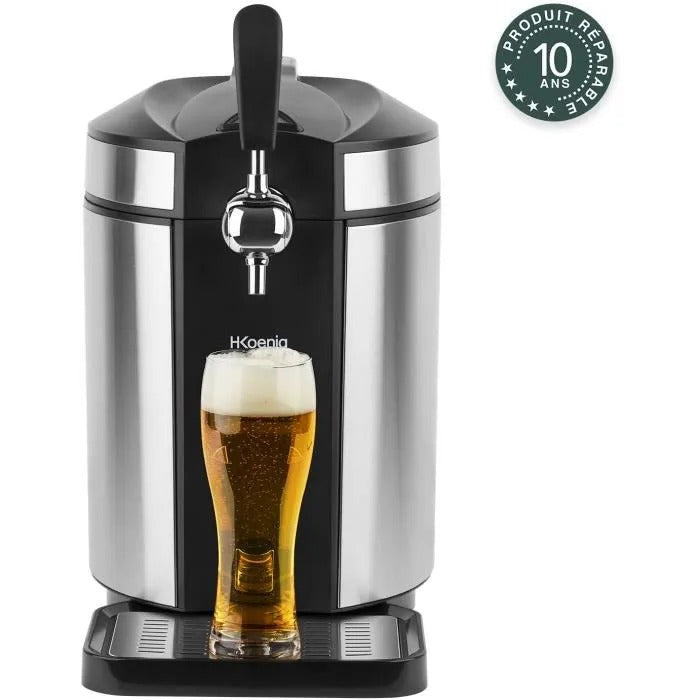 H.koenig BW1880 Beer Dispenser - 5 L Capacity - Adjustable Temperature 2°C to 12°C - LED Control Panel