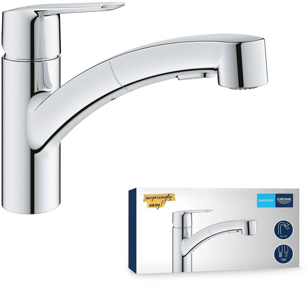 GROHE QUICKFIX Start Kitchen Sink Tap - Pull-Out Spray Head - 2-Spray Diverter - 90° Swivel - 30531001
