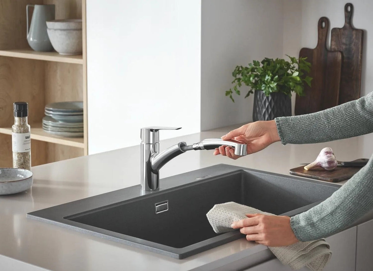 GROHE QUICKFIX Start Kitchen Sink Tap - Pull-Out Spray Head - 2-Spray Diverter - 90° Swivel - 30531001