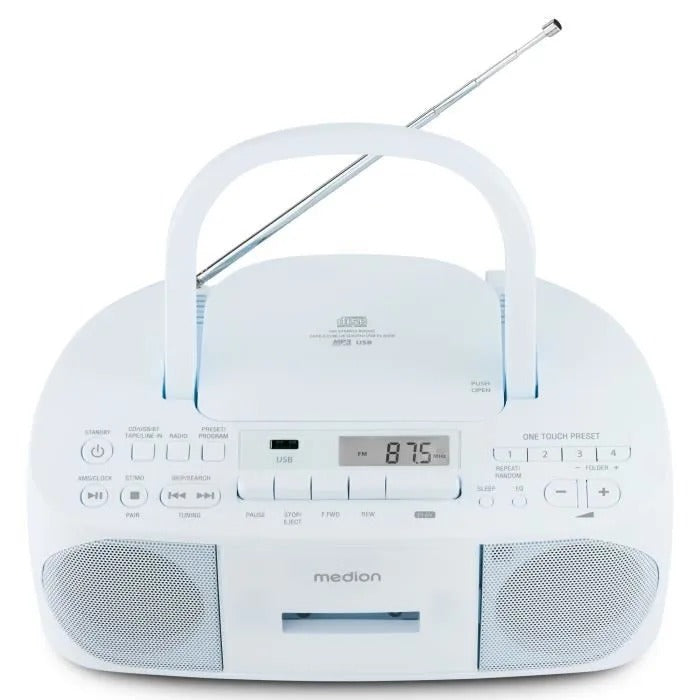 Radio CD Cassette Player - MEDION - FM - 2x3W RMS - Blue