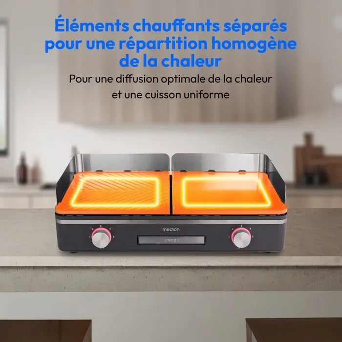 MEDION Electric Plancha - Table Plancha - 35 x 59 x 16 cm - 6480 g
