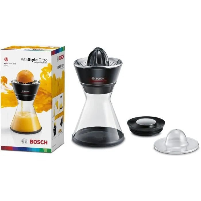 BOSCH Citrus Juicer - MCP72GPB VitaStyle Citro - 40 W - 1 L Glass Container - Black/ Brushed Stainless Steel