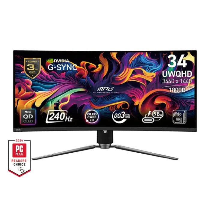 MSI - Gaming Monitor - 34" - UWQHD - 240Hz - QD-OLED - 0.03ms - MPG 341CQPX QD-OLED