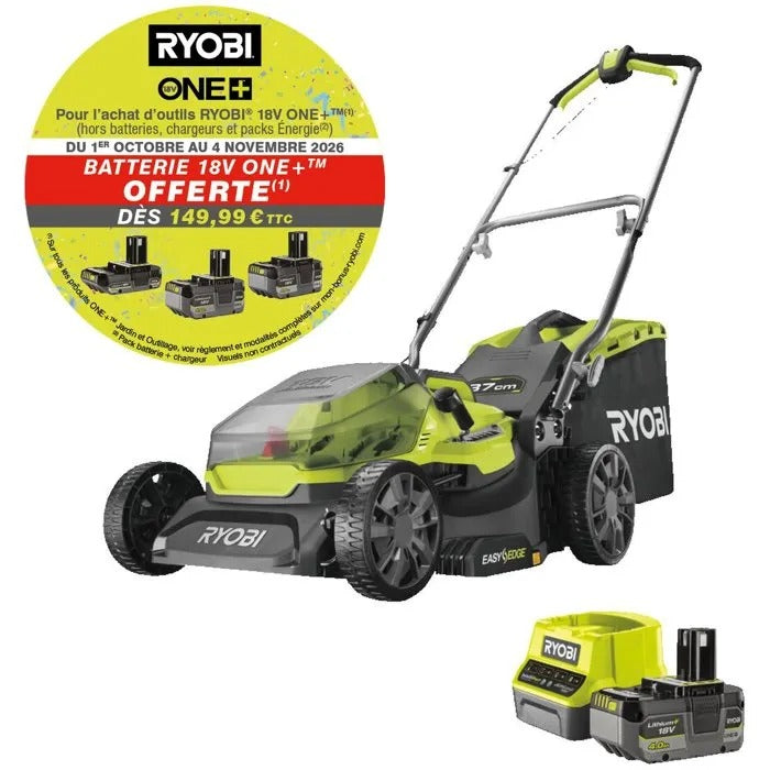 RYOBI Battery Lawn Mower 73 cm Length 44 cm Width 40 cm Height 17220 g