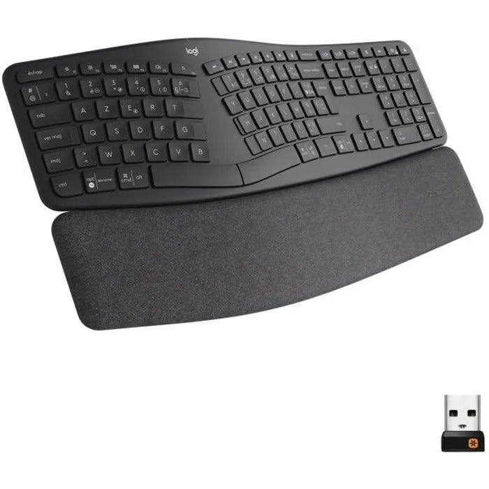 Logitech Wireless Keyboard - ERGO K860 - AZERTY - Ergonomic with Wrist Rest - Black