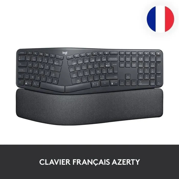 Logitech Wireless Keyboard - ERGO K860 - AZERTY - Ergonomic with Wrist Rest - Black