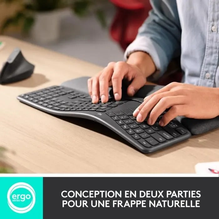 Logitech Wireless Keyboard - ERGO K860 - AZERTY - Ergonomic with Wrist Rest - Black