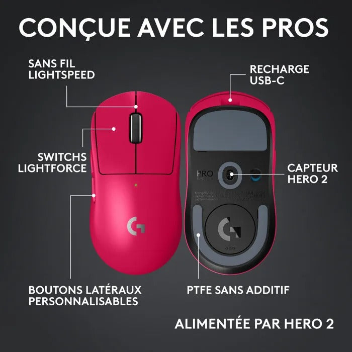 Logitech G Wireless Mouse - PRO X Superlight 2c - Pink