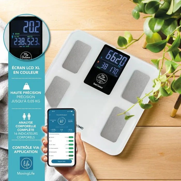 DOMO Bathroom Scale - Impedance Meter - 34x35x4 cm - 2060 g