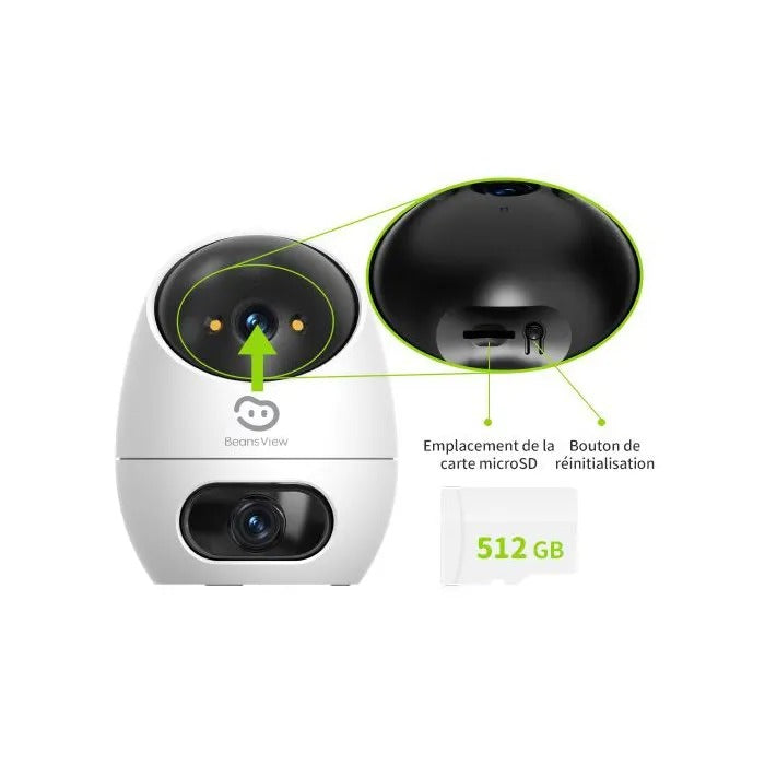 BEANS VIEW IP Camera - Home Security - 11x20x11 cm - 458 g