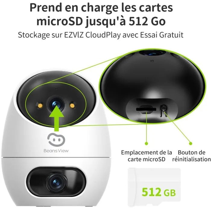 BEANS VIEW IP Camera - Home Security - 11x20x11 cm - 458 g