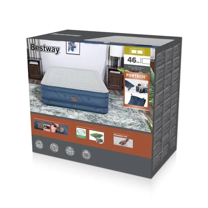 BESTWAY Inflatable Bed 2-Person 203x152x46cm with Built-in Electric Pump