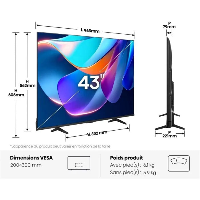 Hisense 43A6S 43" 4K Ultra HD Smart TV Wi-Fi Black