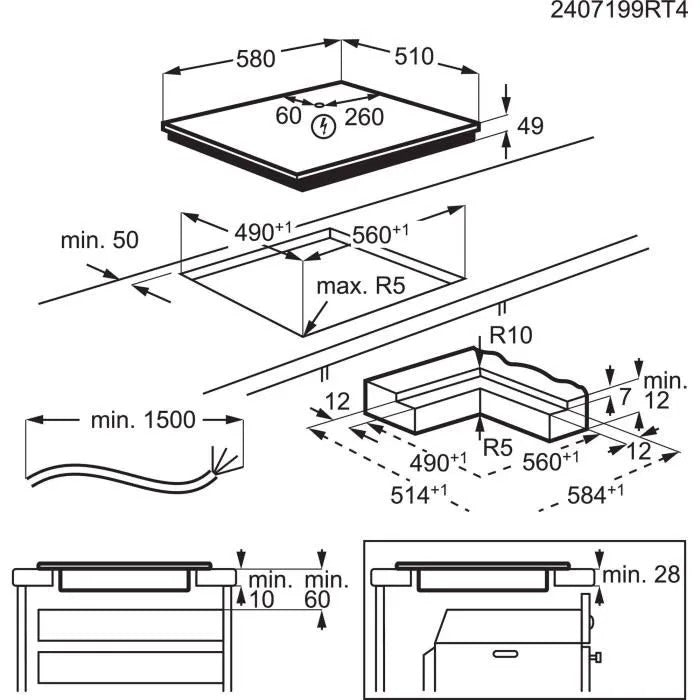 ELECTROLUX Induction Hob - 4 Burners - 58 x 51 cm - EIV66453I