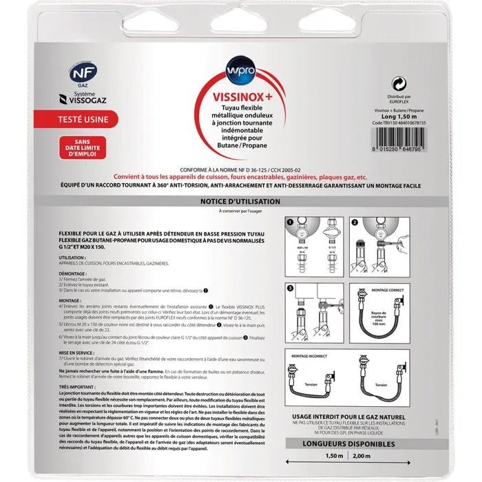 WPRO VISSINOX TBV150 Propane Butane Gas Hose - Unlimited
