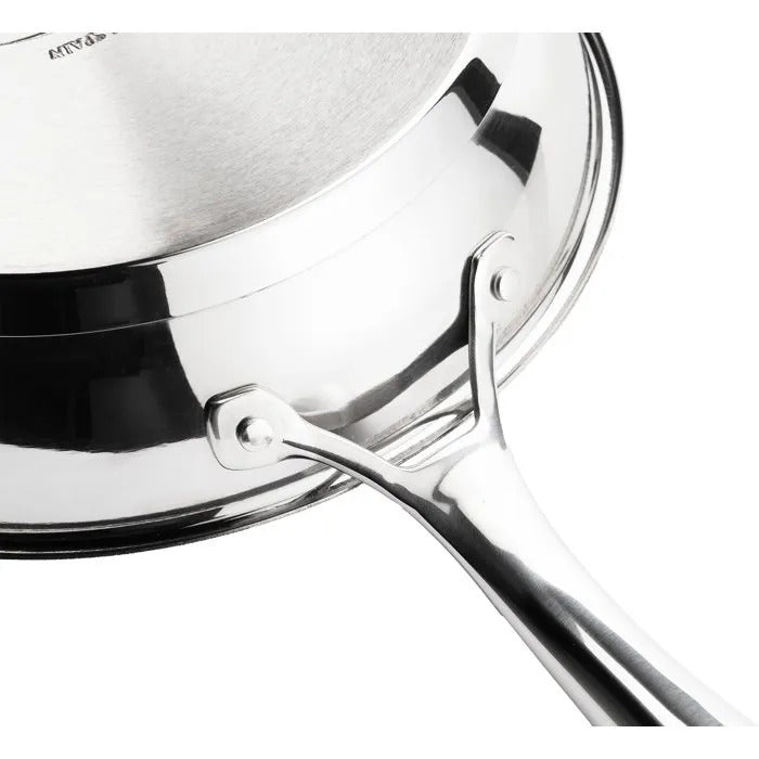 INOXIBAR Frying Pan - Ø 32 cm - Ergonomic Handle - Stainless Steel - Compatible with All Hobs