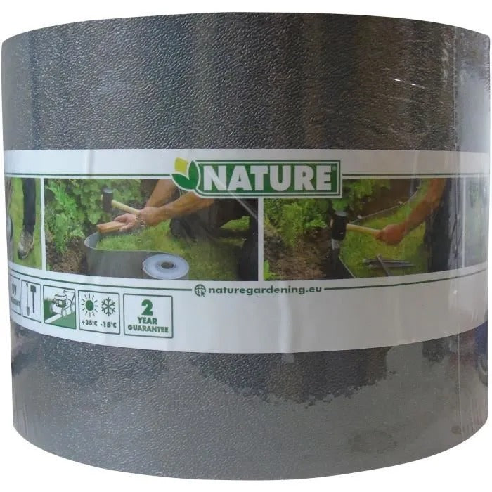 NATURE Garden Edging - Grey - 10 m - Recycled PE - 3 mm Thickness