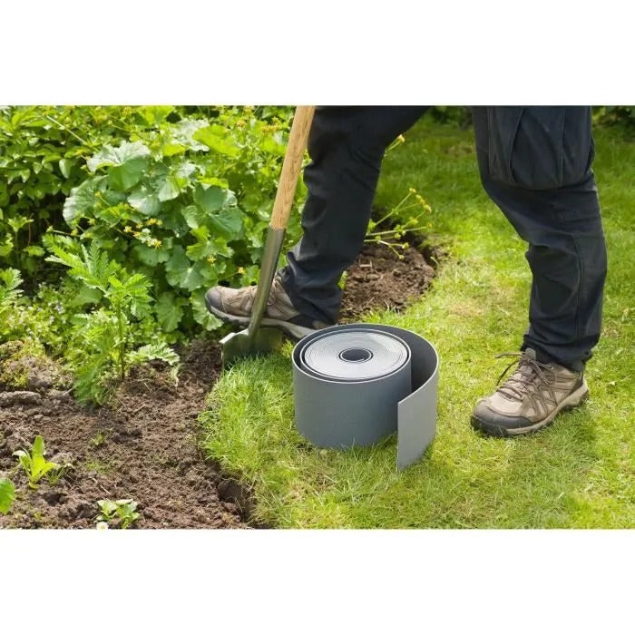 NATURE Garden Edging - Grey - 10 m - Recycled PE - 3 mm Thickness