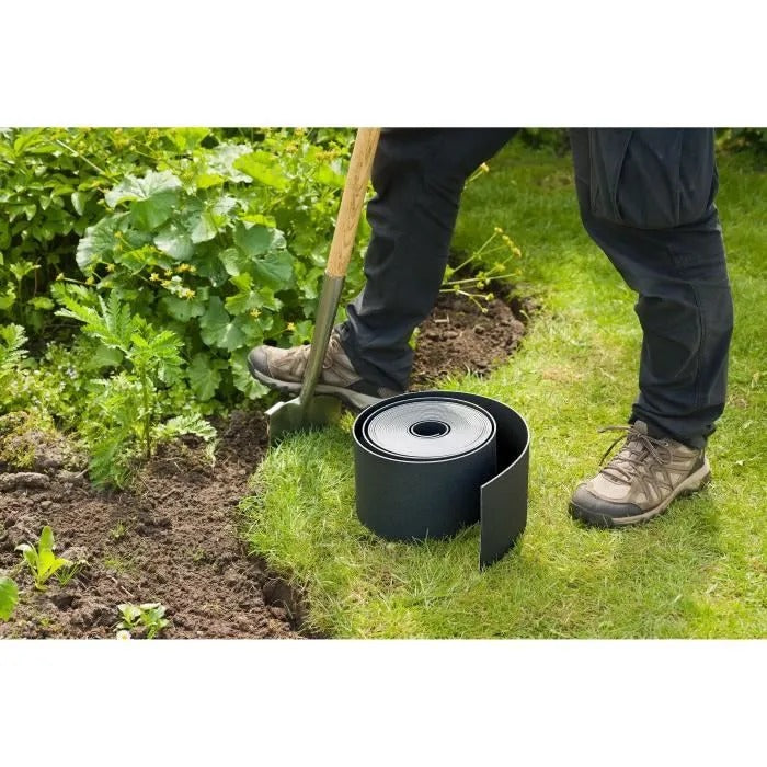 Octopia Garden Edging NATURE Black Recycled PE 3 mm H15cm x 10 m with 10 Anchors