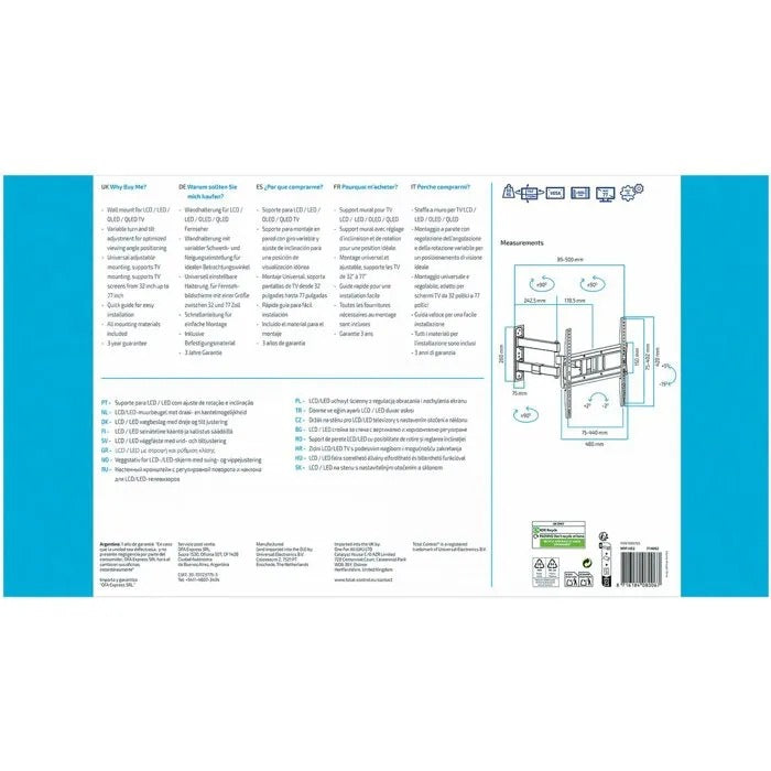 ONE FOR ALL TV Wall Mount 51 cm x 27 cm x 9 cm - 4280 g