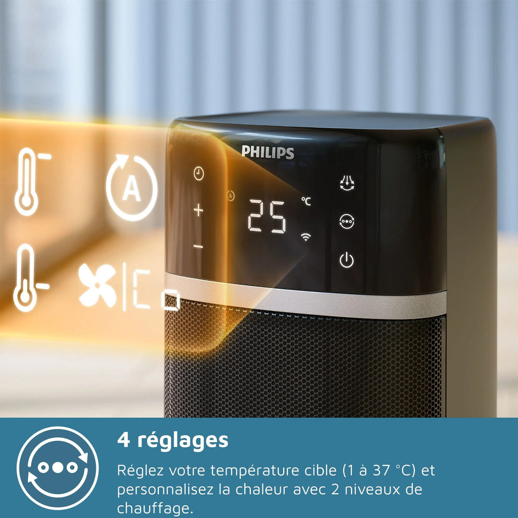 Philips 5000 Series Connected Fan Heater - Electric - 2000W - Column - Dark Grey