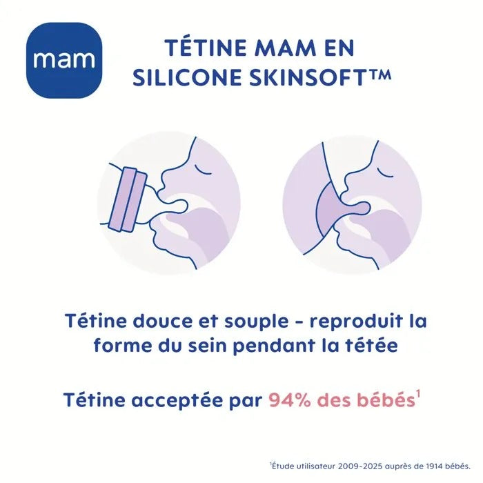 MAM Glass Bottle - 260 ml - 0 to 6 Months - Teat Flow 2 - Blue