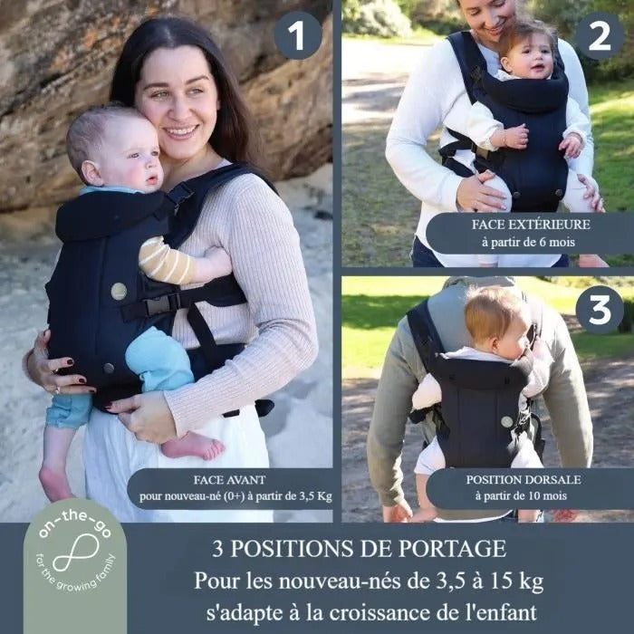 DREAMBABY Adjustable 3-in-1 Baby Carrier - JOURNEY - Black - Up to 15 kg