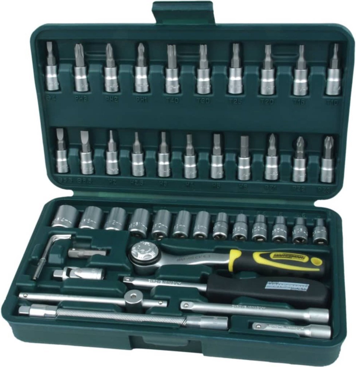 BRÜDER MANNESMANN Socket Wrench Set 1/4", 46-piece in Plastic Case - 6.3 mm (M2040-SL)