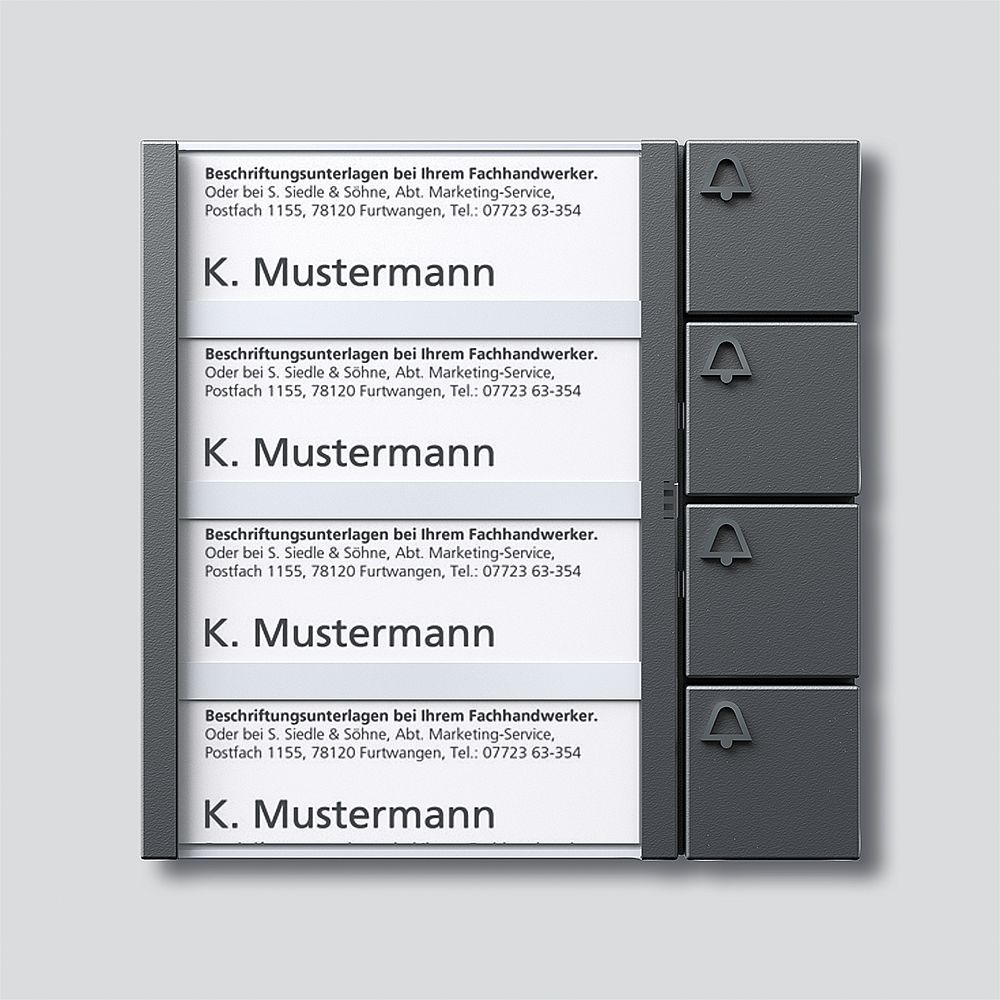 S. Siedle & Soehne Keypad Module BTM 650-04 DG Dark Grey-Glimmer 4-Gang (200038797-00)