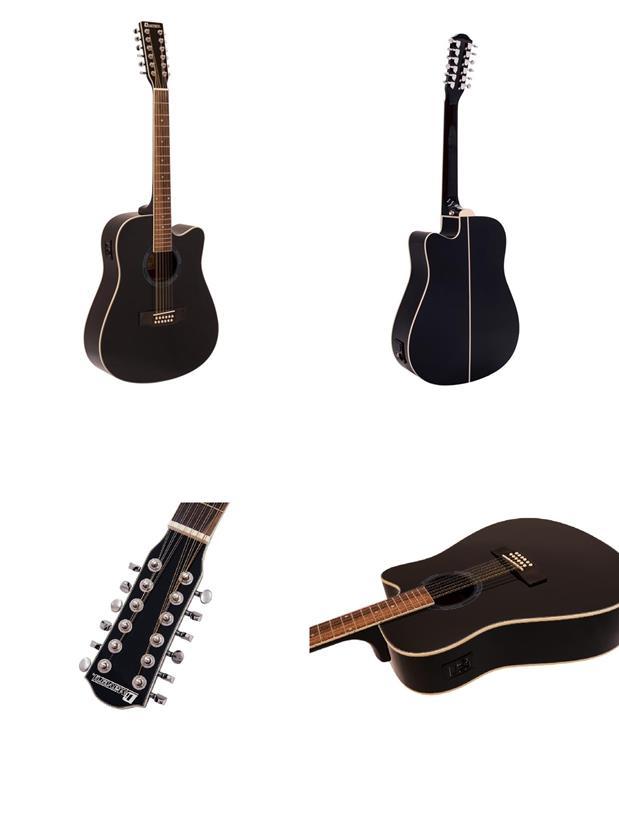DIMAVERY DR-612 12-String Western Guitar, Black, Model 26231282 12-saitig