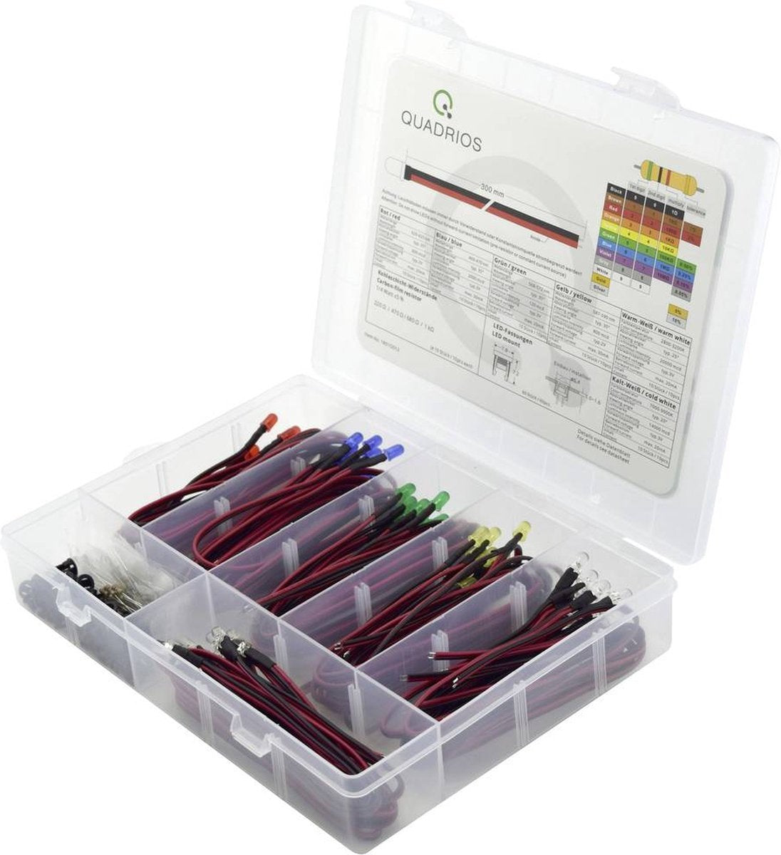 Quadrios LED Assortment Red, Green, Yellow, Blue, White 20 mA 3.0 V 1801O012