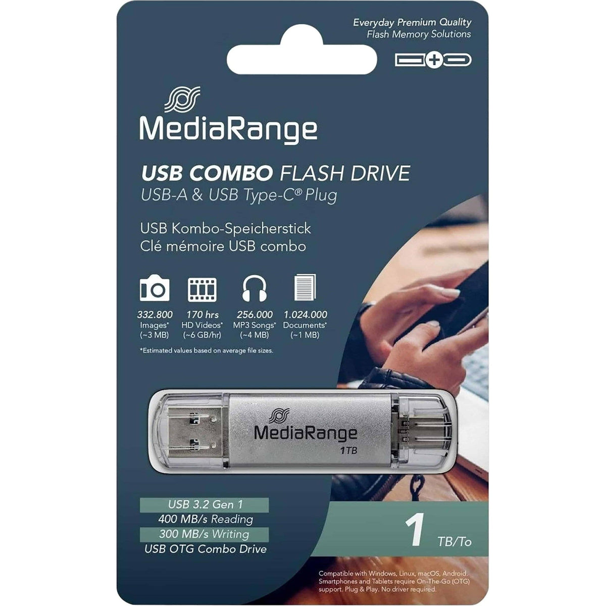 MEDIARANGE Pendrive Combo 1TB USB 3.2 High Performance (MR941-1)