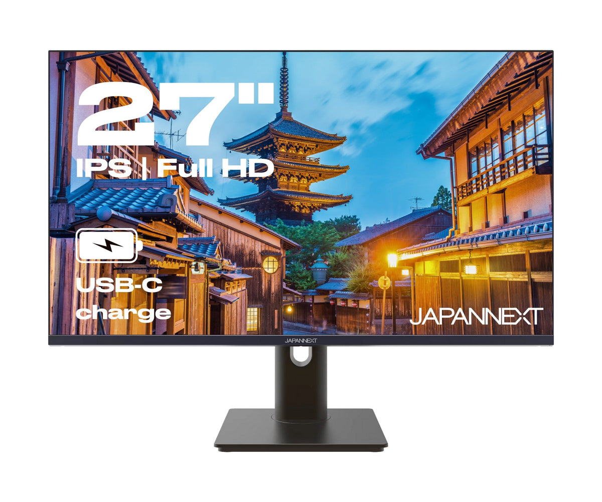 JAPANNEXT 27" IPS Full HD Monitor - HDR - USB-C Charging (65W) - Height & Tilt Adjustable - Integrated Speakers - G-Sync/FreeSync (JN-IPS27FHDR-C65W-HSP)
