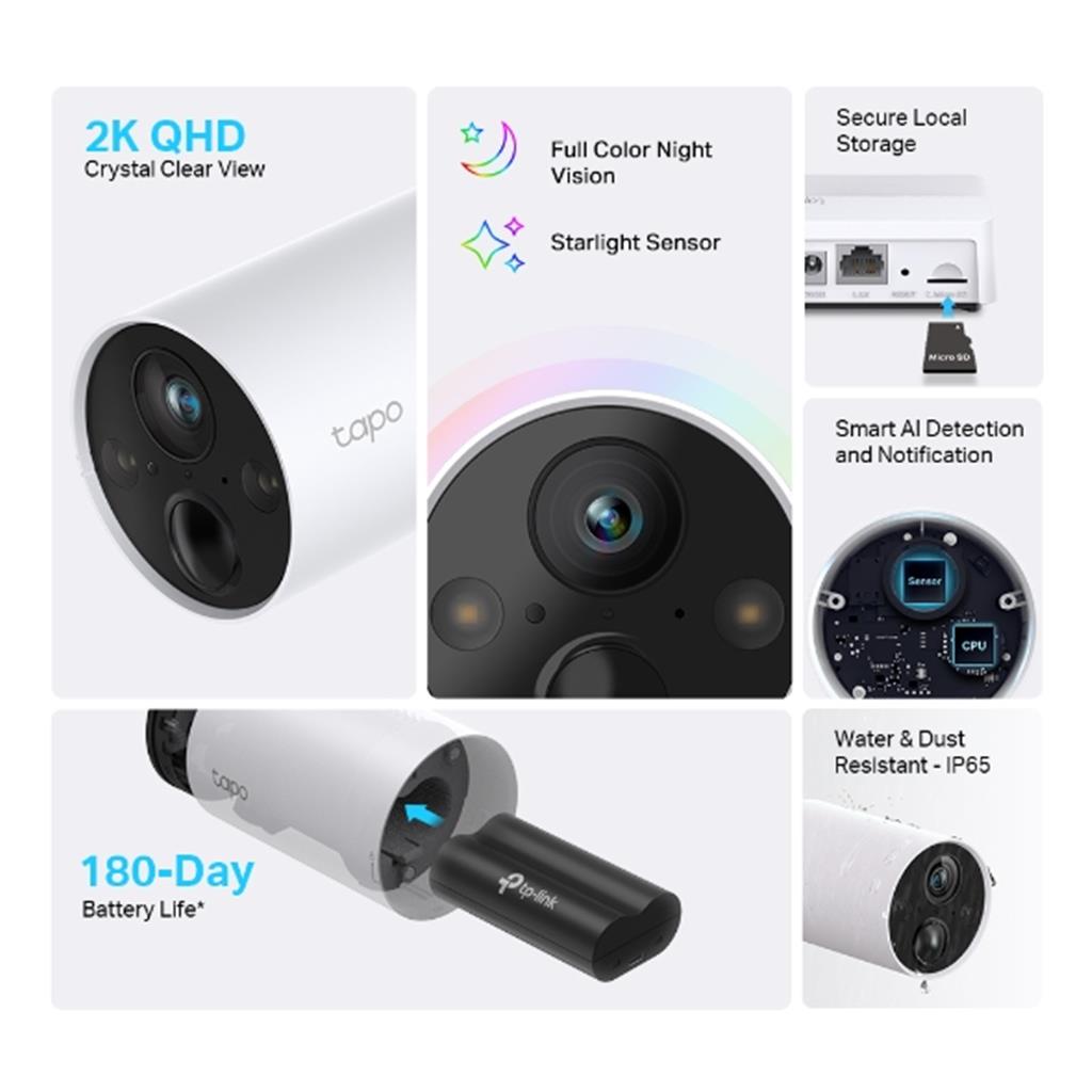 TP-Link Smart Wire-Free Security Camera 2 Camera System Tapo C420S2 C420 Sub-1GHzFEATURE 180days