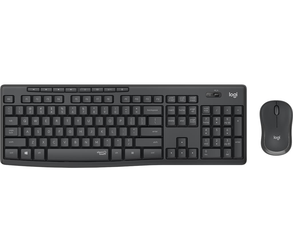 Logitech MK295 Silent Wireless Keyboard and Mouse Set - 2.4 GHz - Portuguese - Graphite