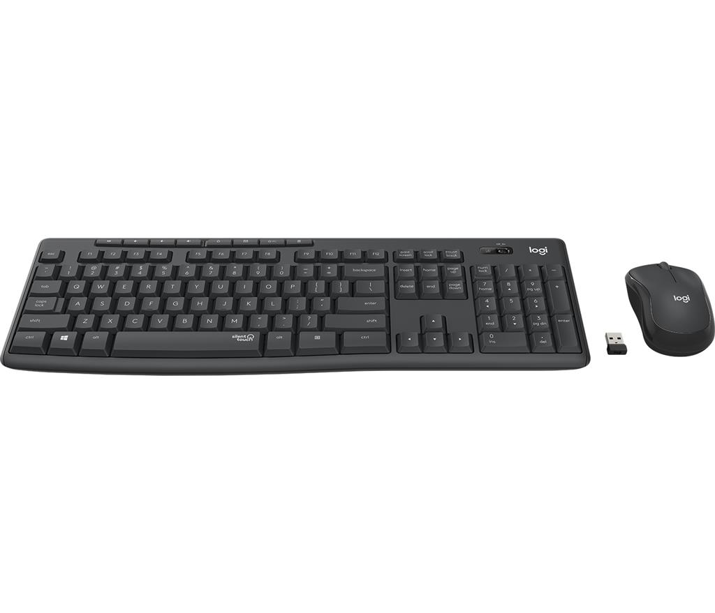 Logitech MK295 Silent Wireless Keyboard and Mouse Set - 2.4 GHz - Portuguese - Graphite