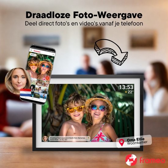 Denver Frameo PFF-1016 Digital Picture Frame 10.1" 16GB Black
